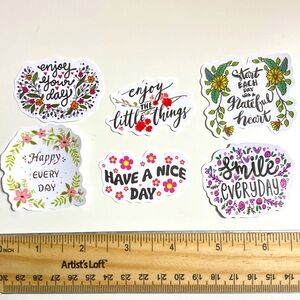 10/$10 OR‎ $1 BUNDLE: 6 Flowery Happy Habits Stickers WATERPROOF! 🙂 ✅